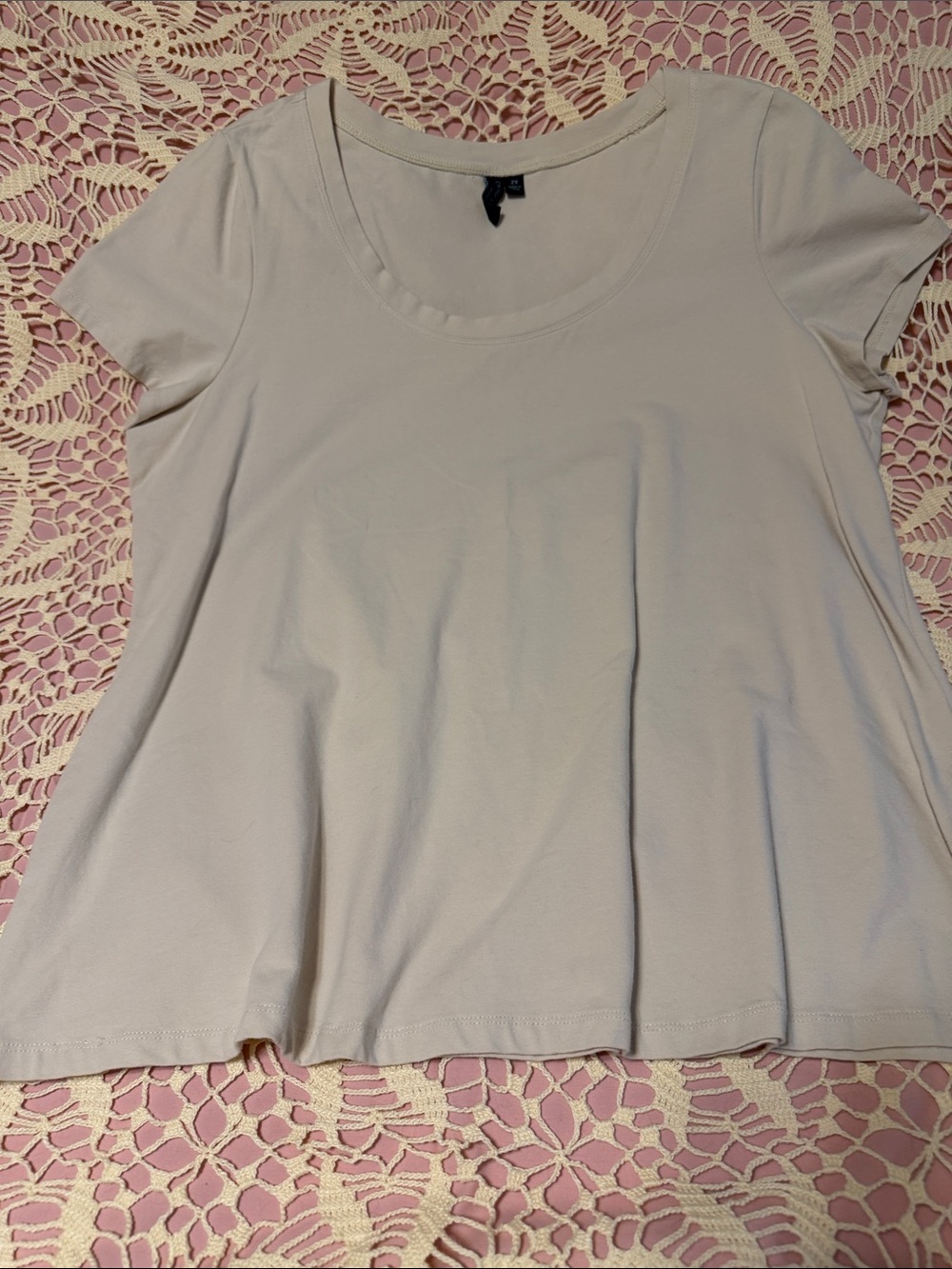Cynthia Rowley Neutral Scoop Neck Short Sleeve Top